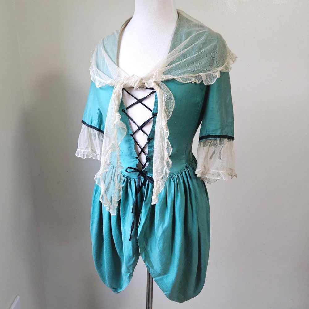 Antique Repro 1900s does 1700s Costume Lace Up Corset Bodice Top Panniers S/M
